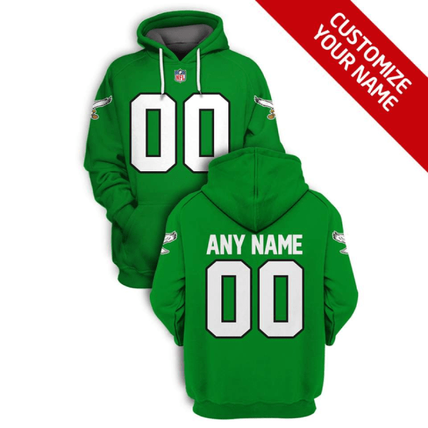 Men's Green Philadelphia Eagles Active Player Custom 2021 Pullover Hoodie